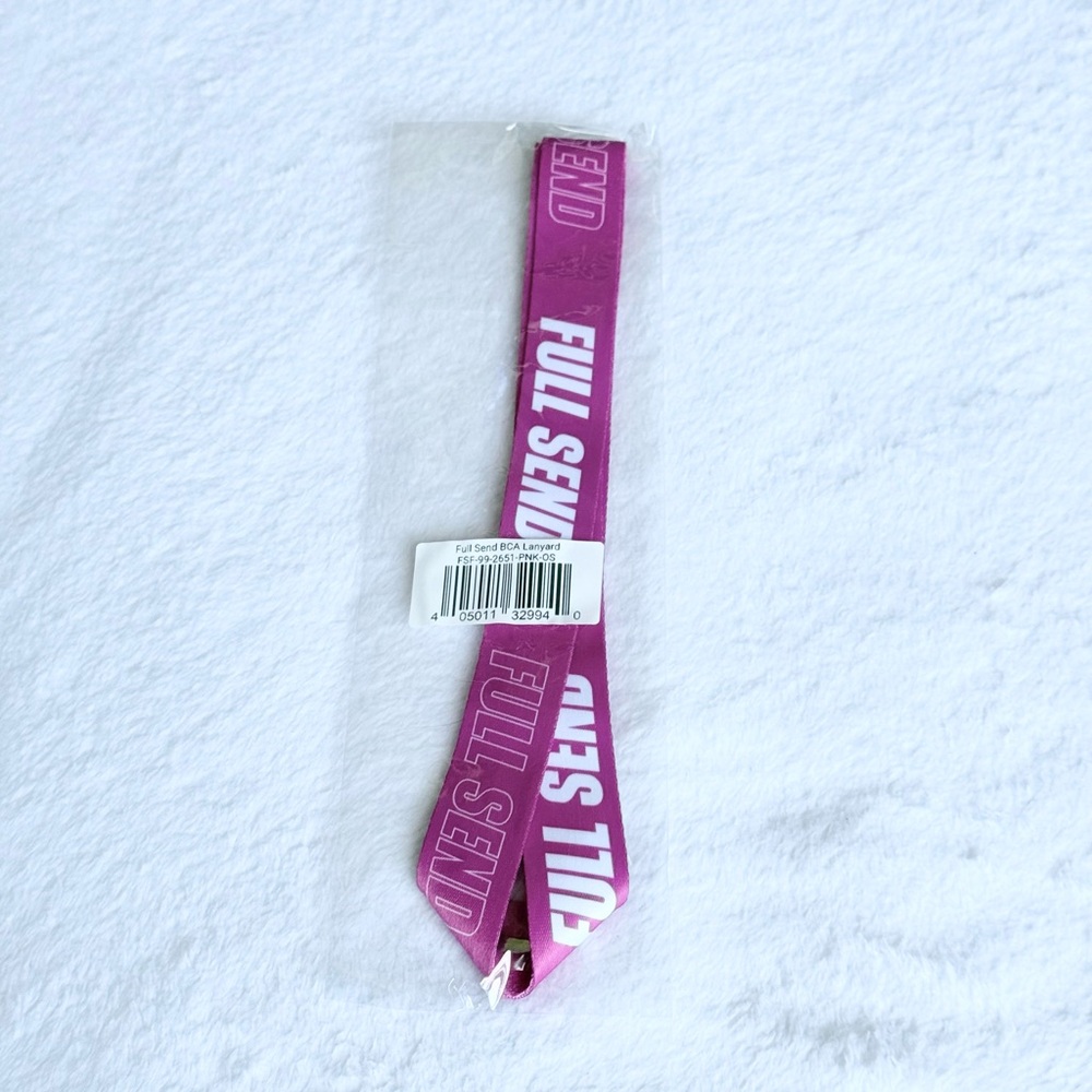 New Full Send Lanyard Keychain Keyring 19" Pink/White